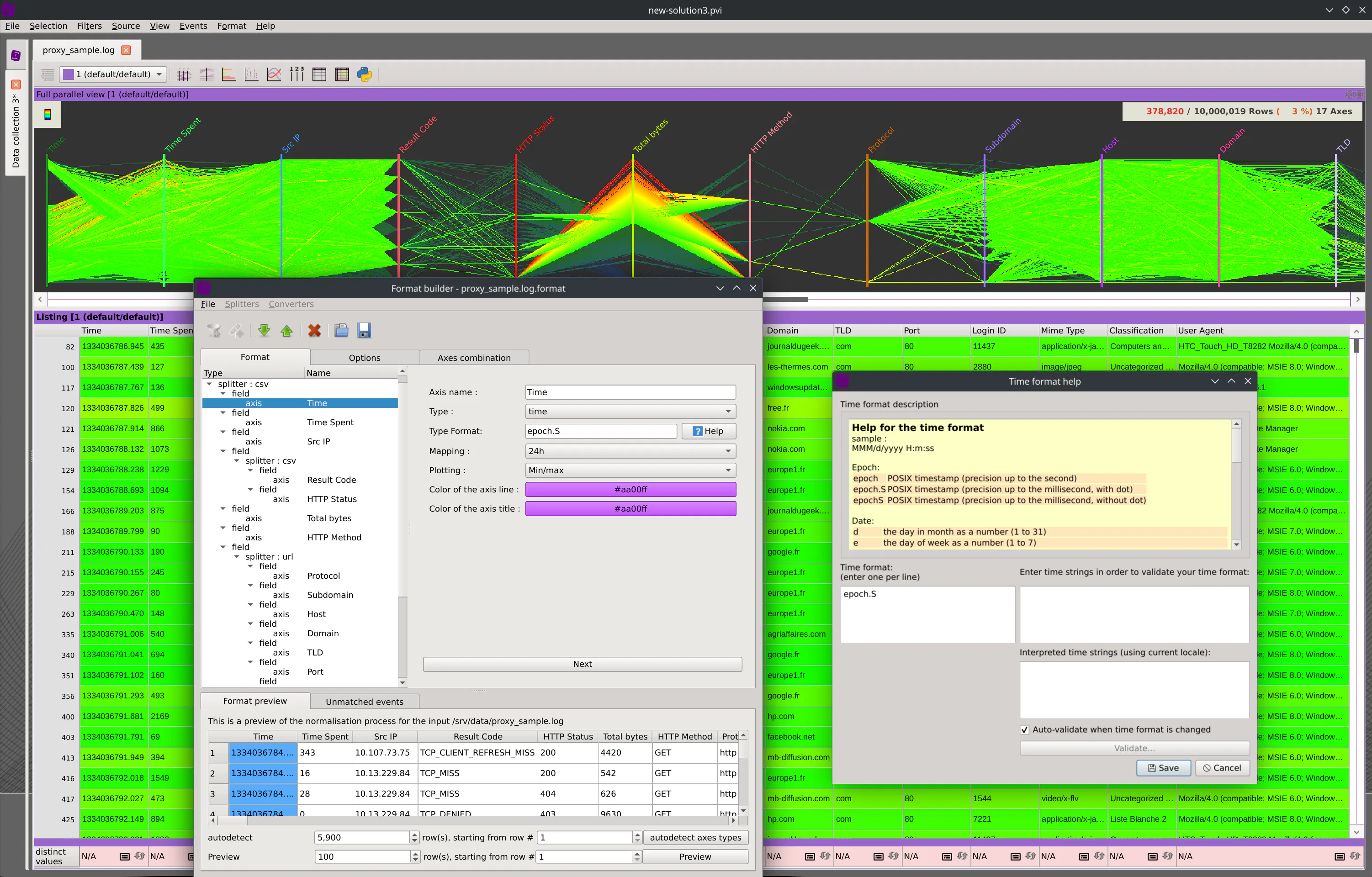 Squey data ingestion format builder